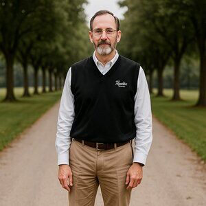 Harriton Sweater Black Golf V-Neck Vest Men 2XL/TG Sleeveless Preppy "Napleton"